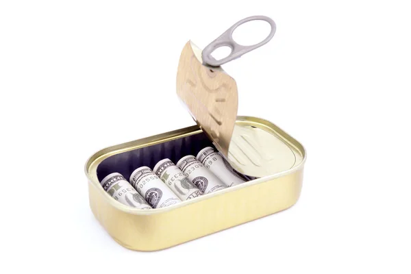 Canned us dollar money — Stock Photo, Image