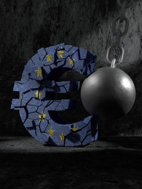 Euro 3D render sembol vurmak ve kadarolanlar büyük metal tarafından tahrip