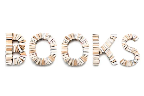 Boeken woord gerangschikt van boeken — Stockfoto