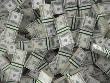 100 dolarlık fatura wads yığını