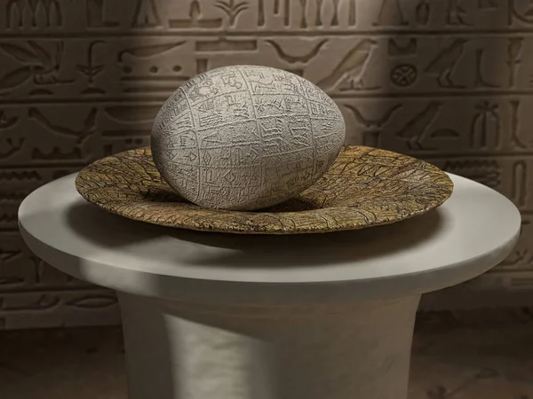 Antico uovo egizio con geroglifici — Foto Stock