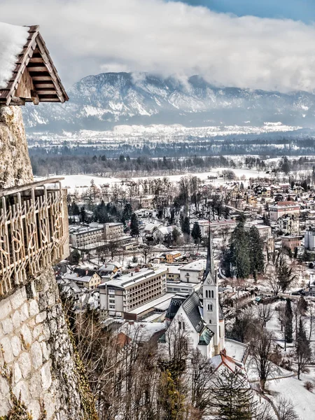 Ausgeblutete Stadt im Winter, Slowenien — Stockfoto