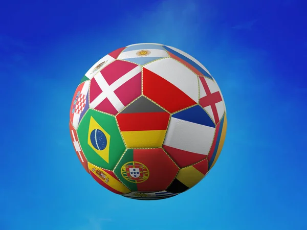 Ballon de football avec drapeaux de l'équipe nationale — Photo