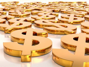 3D altın Usd para birimi simgeleri