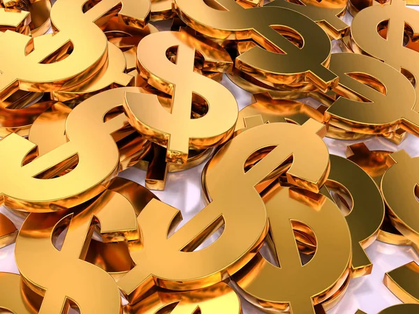 3D arany Usd pénznemek szimbólumai — Stock Fotó