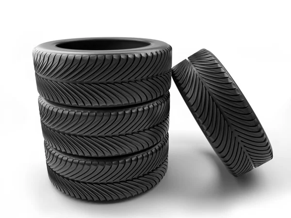 Set of four car tires — Stock Photo, Image