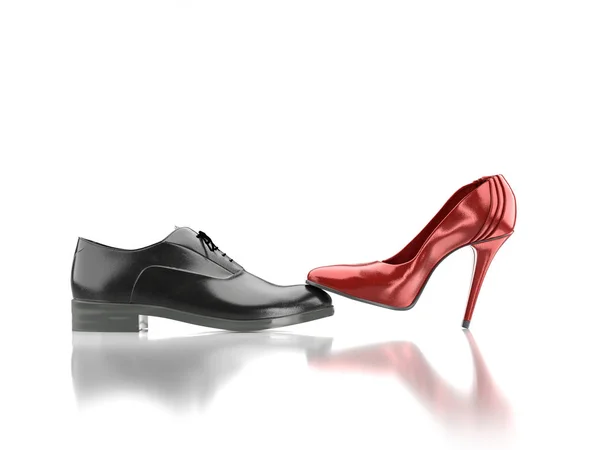 Vrouwelijke vs mannelijke schoenen — Stockfoto