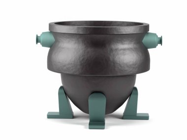 Metalürjik makineler ve sakin pot model beyaz arka plan üzerinde 3D render