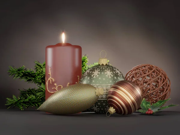 Elegancka kompozycja świątecznego wieńca — Zdjęcie stockowe