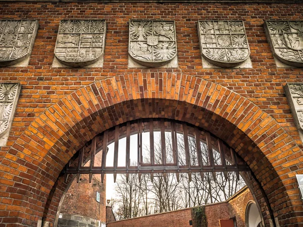 Wawel Brasão de armas Gate, Cracóvia, Polónia — Fotografia de Stock
