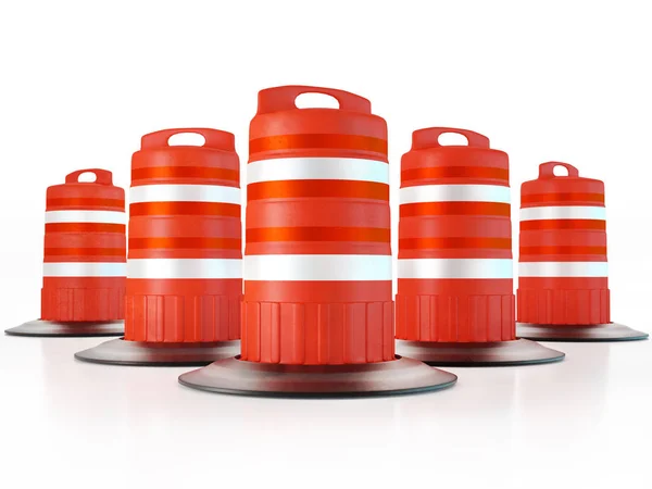 道路建設用樽のセット — ストック写真