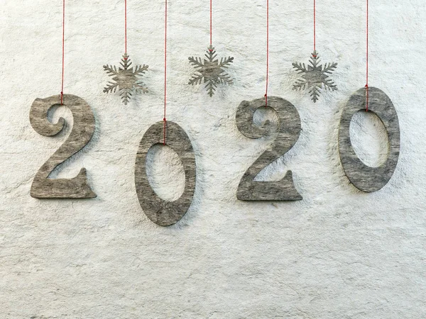 Wooden 2020 New Year date — Stock Photo, Image