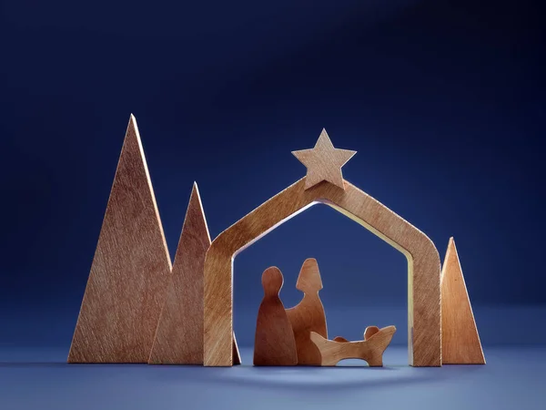 Wooden Christmas crib — Stock Photo, Image