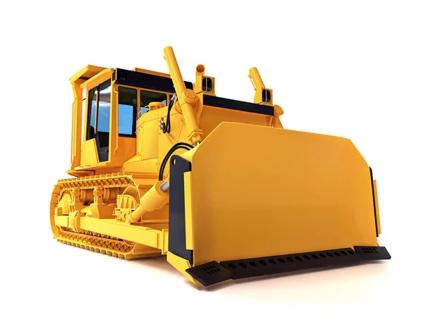 Beyaz üzerine sarı buldozer — Stok fotoğraf