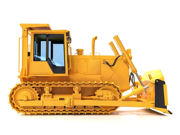 Bulldozer giallo su bianco — Foto Stock