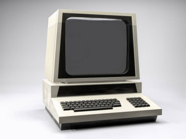 Retro biçimli bilgisayar istasyonu