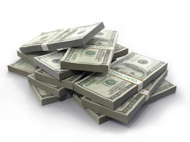 100 dolarlık banknotlar beyaz banknotlar üzerine yığıldı.