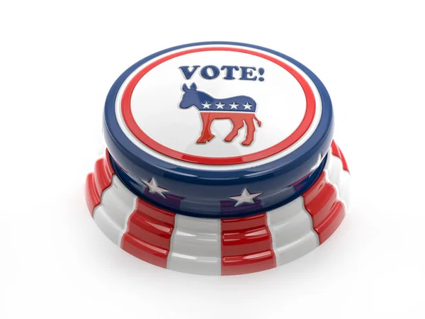 Rendering Democrats Voting Pushbutton Donkey Symbol American Flag Colors White — Stock Photo, Image