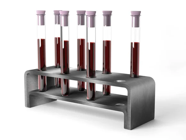 Metal Rack Medical Test Tubes Blood Samples White — Stock Photo, Image