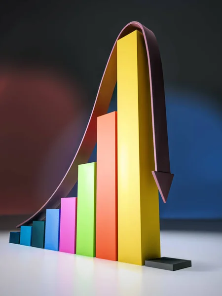 Weergave Van Staafdiagram Voor Economische Groei Met Plotselinge Crash — Stockfoto