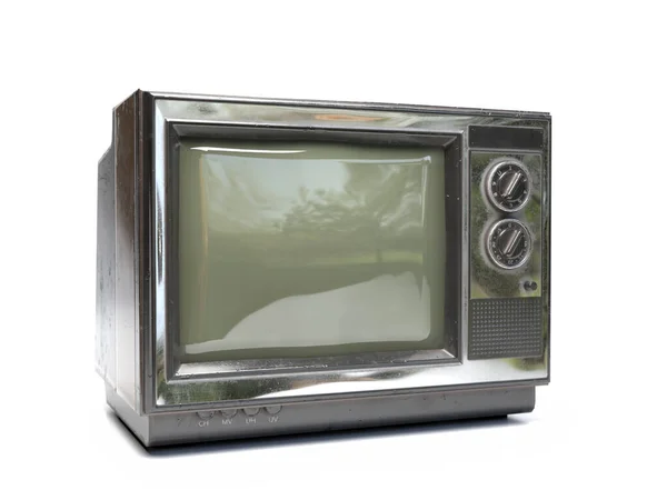 Antiguo Televisor Analógico Sobre Fondo Blanco —  Fotos de Stock