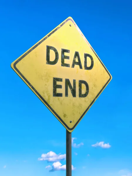 Dead End Sinal Advertência Estrada Contra Céu Azul — Fotografia de Stock