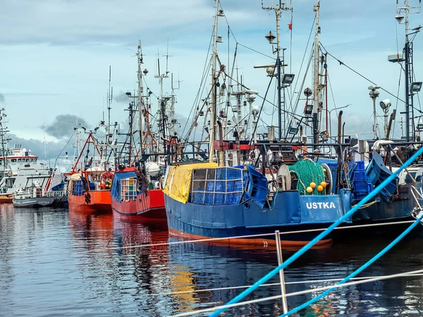 Cortadores Atracados Porto Porto Pesca Ustka Polônia — Fotografia de Stock