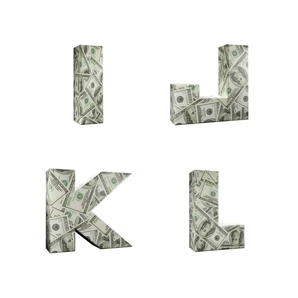 Rendering Alphabet Wrapped 100 Usd Dollar Banknotes Letters White Background — Stock Photo, Image