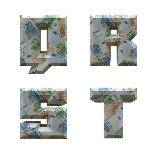 Алфавіт Оточений Банкнотами Євро Літери Білому Тлі — стокове фото