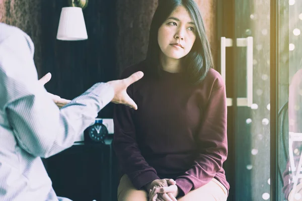 Psiquiatra Profesional Hablando Asesorando Paciente Mujer Prevención Del Suicidio Concepto — Foto de Stock