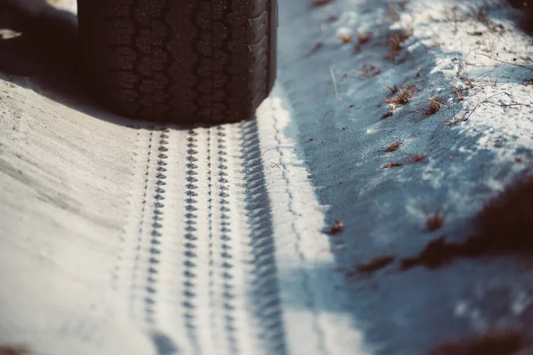 Tyre Wheel Track Dirt Sand Mud Outdoor Road Track Close — Stock Photo, Image