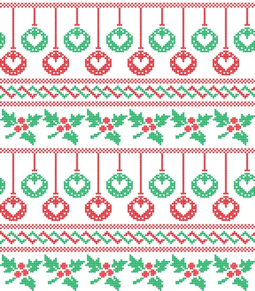 Patrón de punto navideño festivo de invierno de punto de lana — Vector de stock