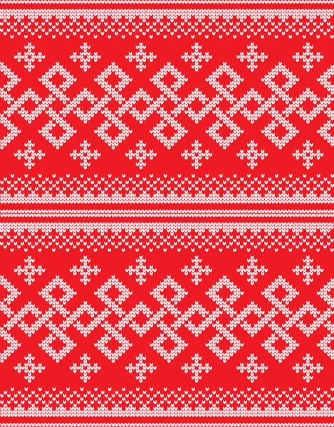 Vinter festlig jul stickat mönster ull stickad — Stock vektor
