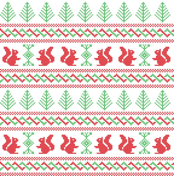 冬季节庆,圣诞针织图案羊毛针织 — 图库矢量图片