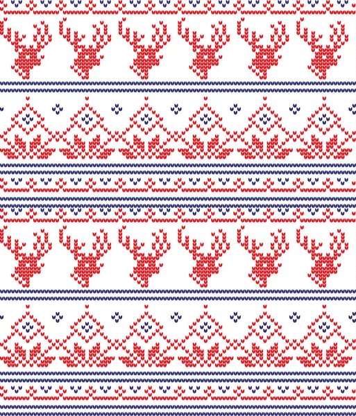 Patrón de punto navideño festivo de invierno de punto de lana — Vector de stock