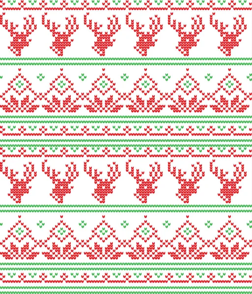 Patrón de punto navideño festivo de invierno de punto de lana — Vector de stock