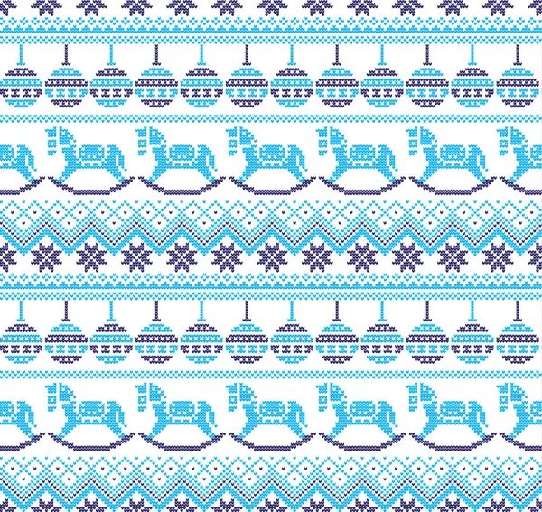 Patrón de punto navideño festivo de invierno de punto de lana — Vector de stock