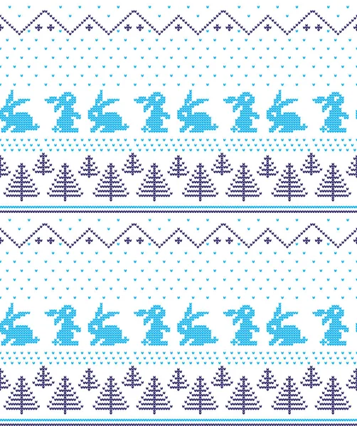 Inverno festivo Natale maglia modello lana lavorato a maglia — Vettoriale Stock