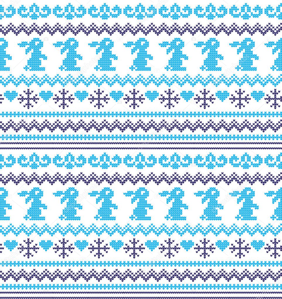 Winter festive Christmas knitted pattern woolen knitted