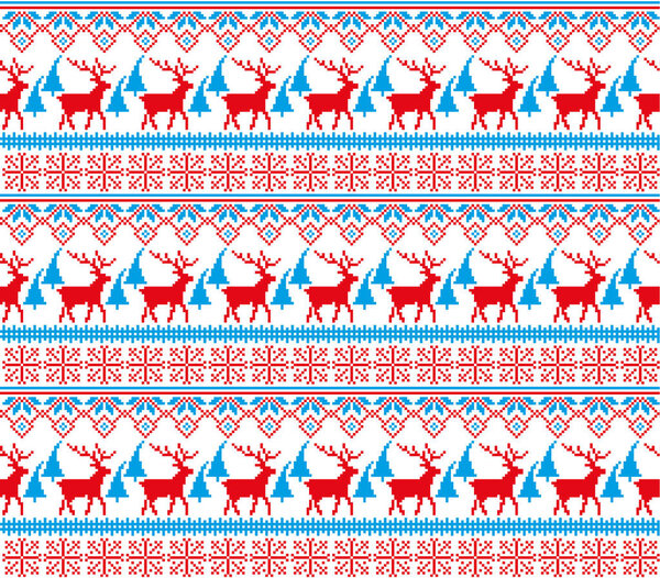Christmas New Years winter seamless festive Norwegian pixel pattern - Scandinavian style