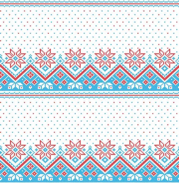 Vánoční novoroční zimní sváteční norské vlněné pletené vzor bezešvé — Stockový vektor