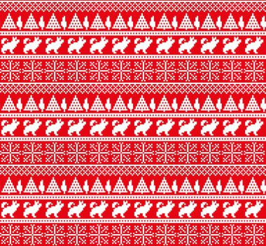 Noel Yılbaşı kış sorunsuz şenlikli Norveç piksel deseni - İskandinav tarzı