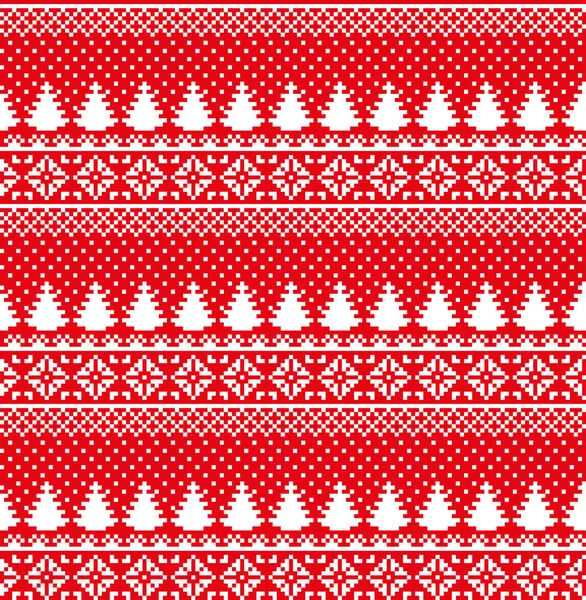 Patrón de píxeles noruegos festivos sin costuras de invierno de Navidad de Año Nuevo - Estilo escandinavo — Vector de stock