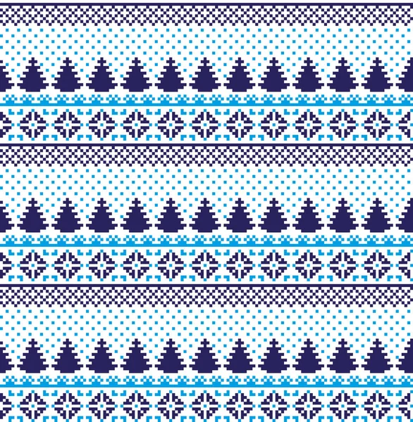 Новогодняя рождественская зима - бесшовный праздничный норвежский пиксельный узор - скандинавский стиль — стоковый вектор
