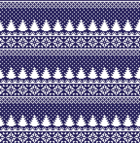 Kerstmis-Nieuwjaar winter naadloze feestelijke Noorse pixel patroon - Scandinavische stijl — Stockvector