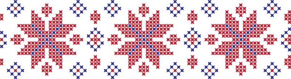 Ornamento bordado de punto de cruz patrón nacional — Vector de stock