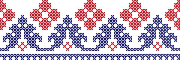 Ornamento bordado ponto de cruz padrão nacional —  Vetores de Stock