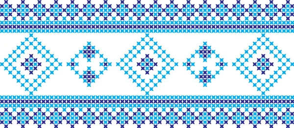 Embroidered Cross Stitch Ornament National Pattern Ukrainian Slavic — Stock Vector