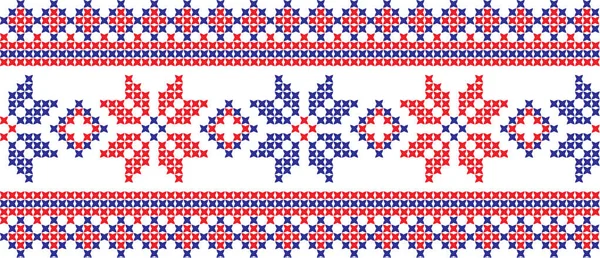 Ornamento Bordado Punto Cruz Patrón Nacional Eslavo Ucraniano — Vector de stock