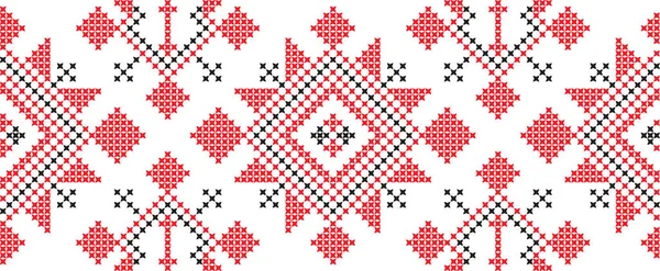 Embroidered Cross Stitch Ornament National Pattern Ukrainian Slavic — Stock Vector